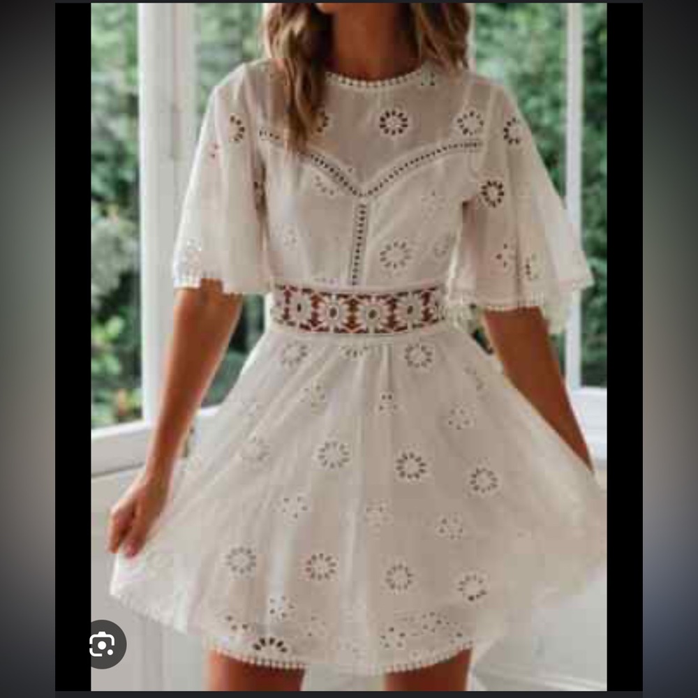 Elegant White Eyelet Dress